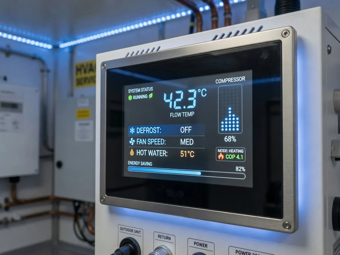Panel de control de un sistema de aerotermia