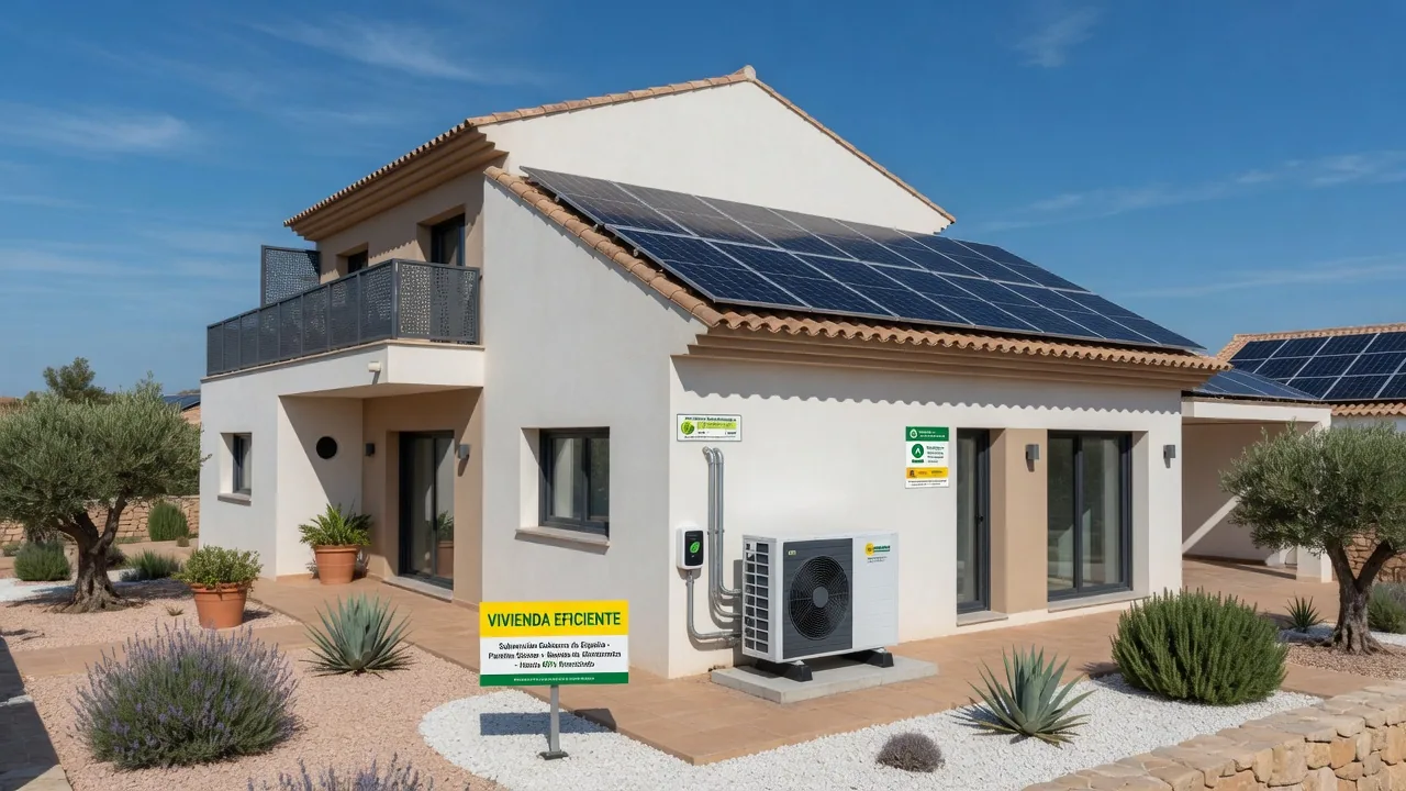 Vivienda eficiente con aerotermia y paneles solares, ayudas y subvenciones
